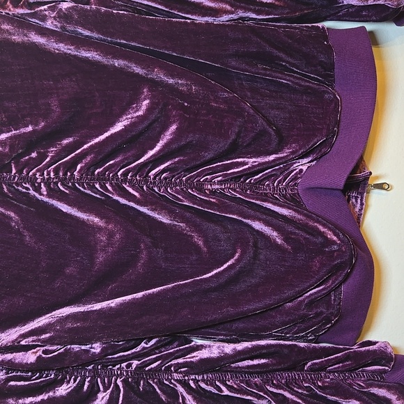 Rebecca Minkoff Kaya Velvet Ruched Sleeved Back Zip Rayon Viscose Bomber Jacket - Picture 11 of 15